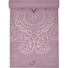 Килимок для йоги Von Yoga Studio з малюнком мандали, 183x61 см, 6 мм, неслизький, зносостійкий PVC, колір Лотос Dusty Pink
