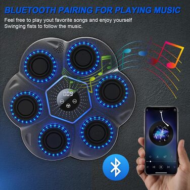 Музична боксерська машина Yolispa для дорослих та дітей, 9 режимів, 18 швидкостей, LED-підсвічування, Bluetooth, з боксерськими рукавичками