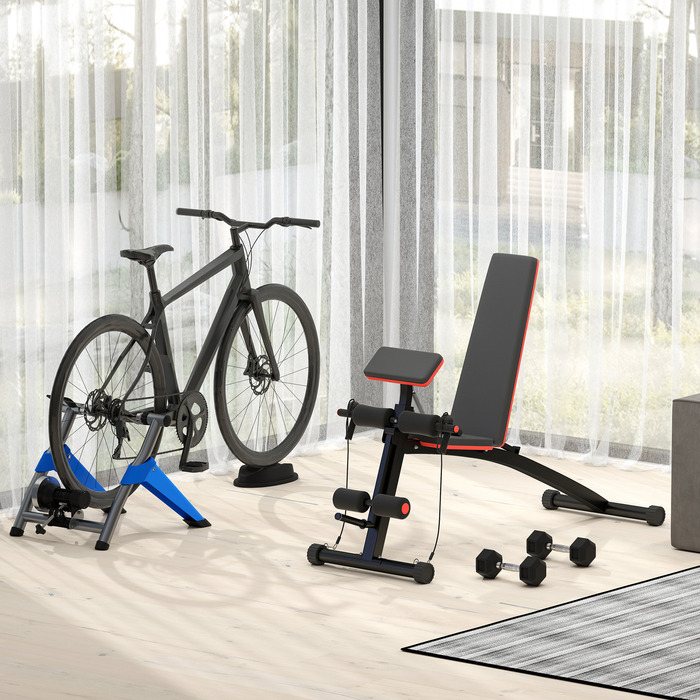 Багатофункціональна лава для обтяжень HOMCOM Multi-Gym з пружинним бустером Тренувальна лава Вага до 120 кг Чорний 54 x 160 x 106 см | Аосом