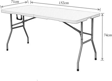 Зручний складаний стіл для кемпінгу, саду та буфету Sogesfurniture HP-152CZ-BH 152x71x74 см