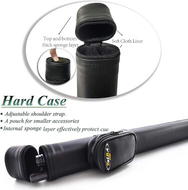 Професійний бильярдний кий Billard-Queuestab S7+ з чохлом Hartschalenkoffer, 13 мм наконечник, 147,3 см, канадський клен, 3 аксесуари, 18-22 г (на вибір), блакитний, чорний, червоний, сірий, зелений