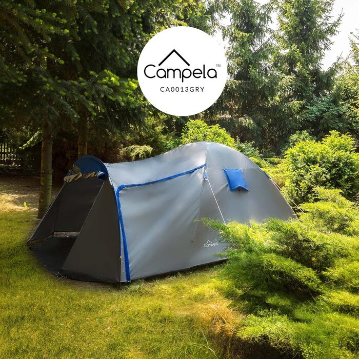 Туристичне намет Campela Tropical для 3-4 осіб, сірий, водонепроникний 3000 мм, CA0013
