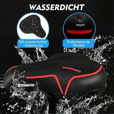 Велосипедне сідло з гелевою накладкою Pro 2.0: широке, м'яке, зручне, дихаюче, з пам'яттю форми та водонепроникним покриттям (червоне)