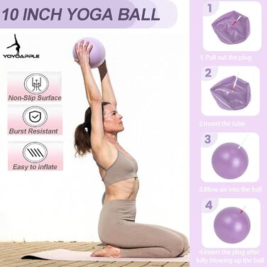 Набір для пілатесу вдома, 11-кількісний набір для пілатесу, фітнес-набір для жінок, м'яч для пілатесу та кільце, аксесуари для пілатесу (фіолетовий)