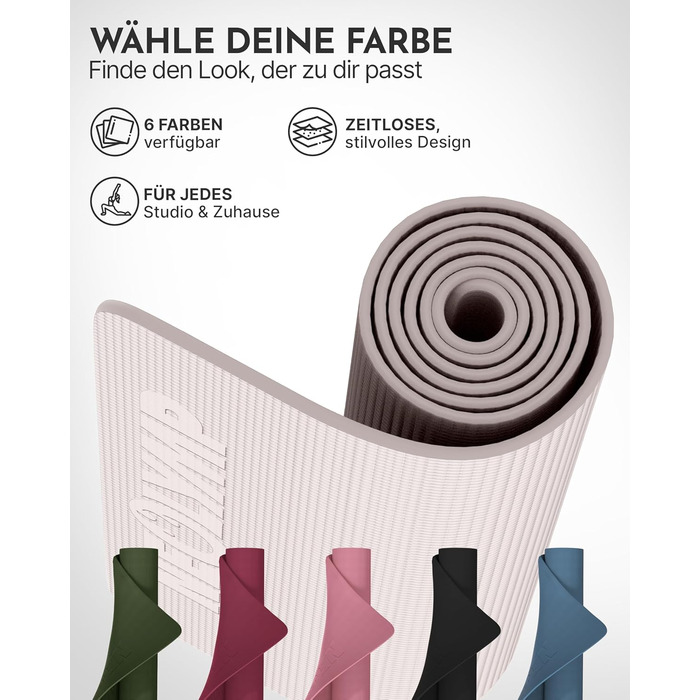 Килимок для йоги NEOLYMP - неслизький, для захисту суглобів - 183x61 см - PVC - для йоги, пілатесу - з E-book та відео-управами (Taupe)