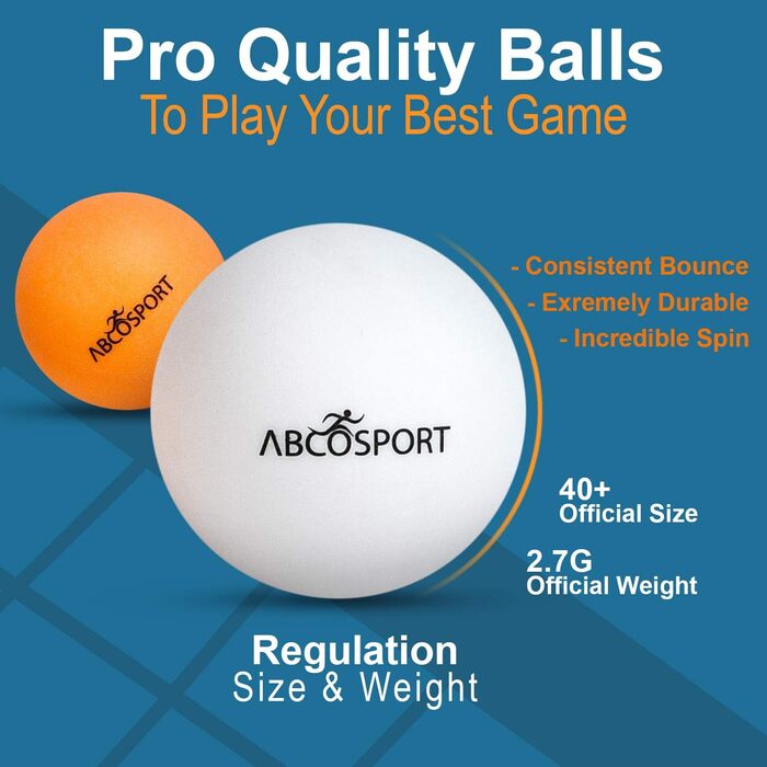 Набір для настільного тенісу Abco Tech: 4 ракетки з м'яким гумовим покриттям та 6 м'ячів, для професійних та аматорських ігор, 2-4 гравці