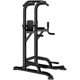 MAXSTRENGTH Багатофункціональний турнік-стійка для віджимань, вертикальне піднімання колін, турнік для підтягувань, чорний