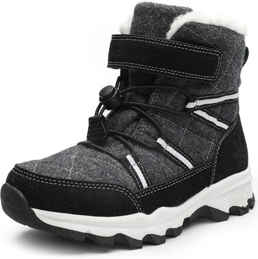 Зимові черевики Visionreast для дівчаток та хлопчиків. Теплі зимові черевики з ворсовим утеплювачем, водонепроникні, для туризму та активного відпочинку. Чорні, розмір 40 EU.