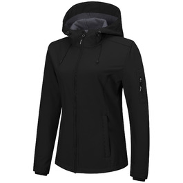 Жіноча водонепроникна мембранна куртка Outdoor Ventures Softshell — дихаюча вітрозахисна функціональна куртка з капюшоном, XL, чорна