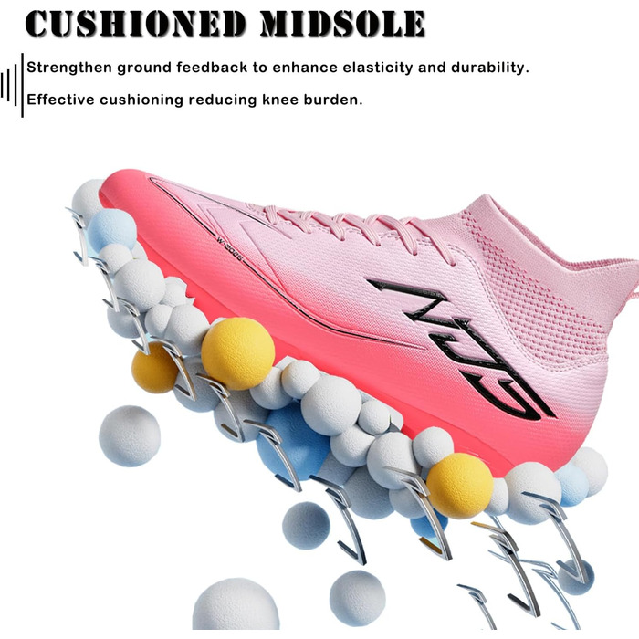 Чоловічі футбольні бутси для юніорів, бутси для тренувань, високі, шиповані, професійні, для змагань, outdoor, штучний газон, унісекс, рожеві, 43 EU