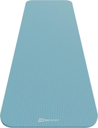Гимнастичний килимок Hop-Sport 190x60x2 см, протиковзний фітнес-мат з NBR-піни Blue Mist, з ременем для перенесення