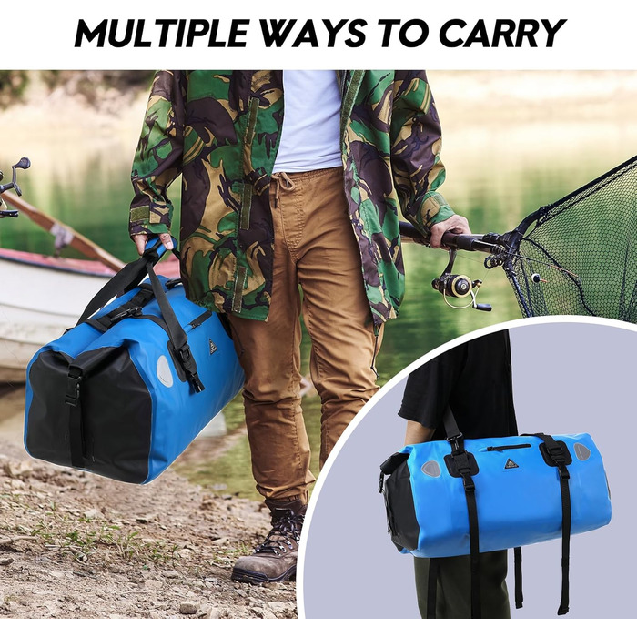 Водонепроникний рюкзак Dry Bag 50L | Сумка-мішок для подорожей, кемпінгу, SUP, каякінгу, блакитний