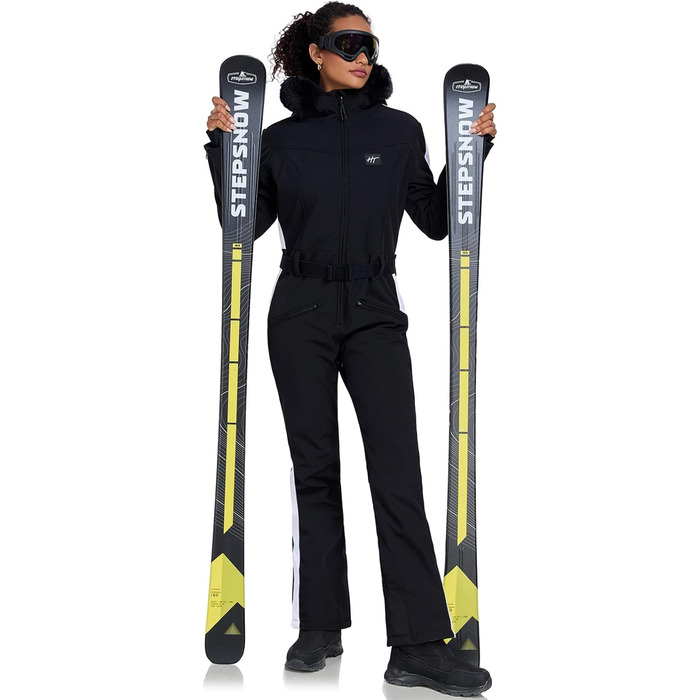 Жіночий комбінезон-кіберкомбінезон HOTIAN, теплий зимовий сніговий костюм, непромокальний, вітронепроникний, з капюшоном, рожевий (XS, чорний)