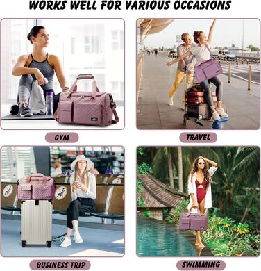 Спортивна сумка для жінок та чоловіків з відділенням для взуття та мокрих речей, водонепроникна сумка для подорожей, йоги, залу та басейну (Колір: Бузковий)
