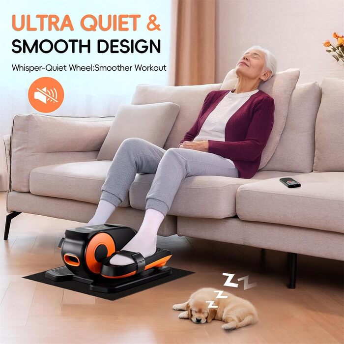 Morelax Mini Ellipsentrainer: компактний електричний тренажер для дому з пульт дистанційного керування, дисплеєм та неслизьким покриттям. Чорний колір