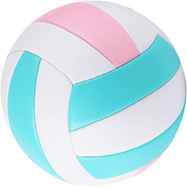Волейбольний м'яч Perfeclan стандартного розміру 5 для залу, ігор та відпочинку (рожевий, зелений, білий) з насосом