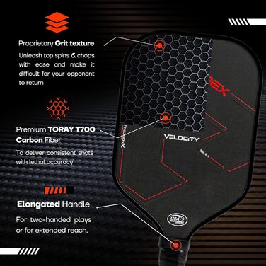 Пікбол ракетка Raw Carbon Fiber Pickleball Paddle – Преміум Toray T700 – Сертифікована USA Pickleball – Ракетка для пікболу Power & Control з вуглецевого волокна