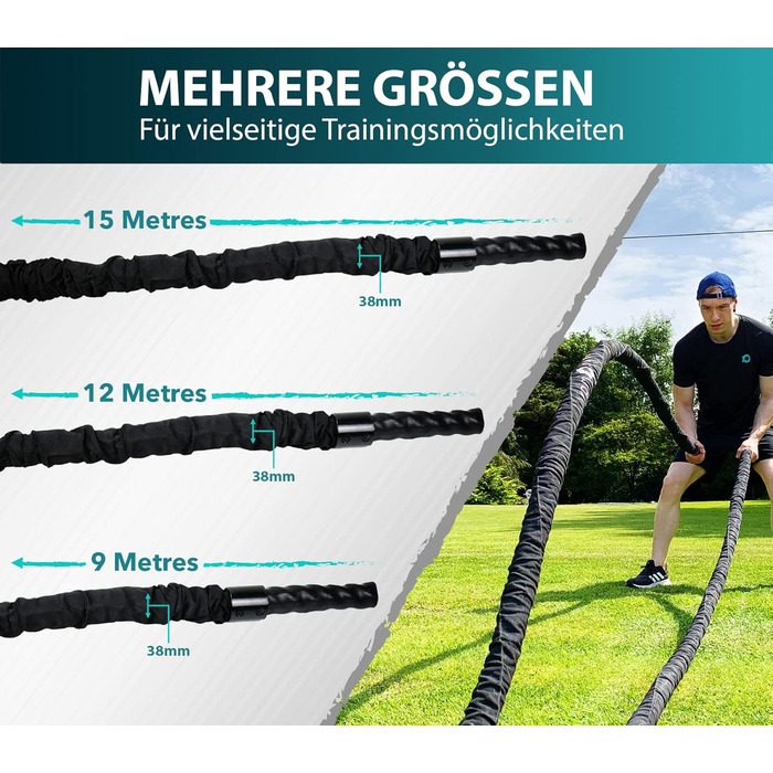 Ремін для силових тренувань RPM Power Battle Rope - 12 метрів (з анкером)