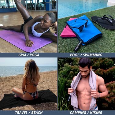 Рушник мікрофібра Build & Fitness: Швидковисихаючий, компактний, надзвичайно поглинаючий, легкий. Ідеальний для подорожей, пляжу та спорту (180x90 см, темно-синій)