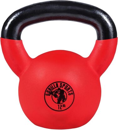 Гиря GORILLA SPORTS 2-32 кг, чавунна, вінілова, для фітнесу та силових тренувань