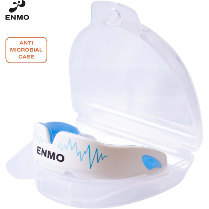 Захисна капа Enmo Maxilla Pro: для дорослих та дітей (10+), з чохлом. Підходить для регбі, боксу, хокею та контактних видів спорту. Капу з технологією Boil & Bite, тришаровий, з каналом для дихання. Білий/блакитний колір.