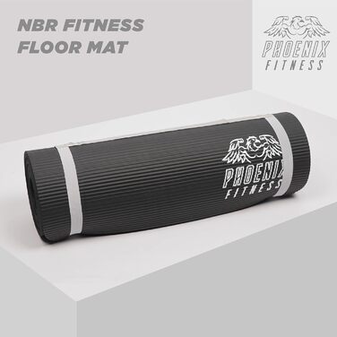 Фітнес-килимок Phoenix Fitness RY1068, NBR, двосторонній, нековзкий, 180x60 см, 12 мм, сірий