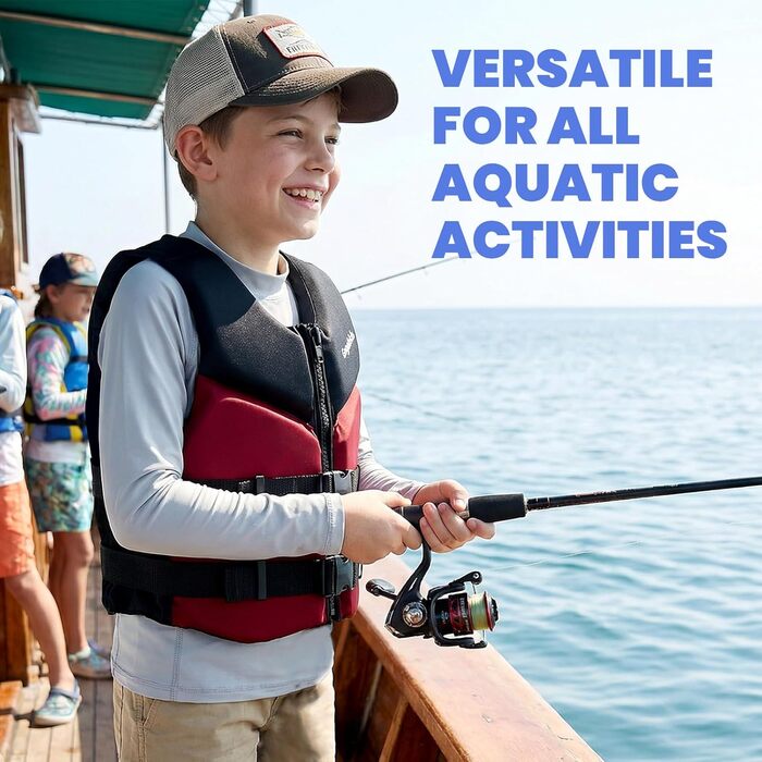 Дитяча жилетка для плавання Gogokids Junior 30-50 кг, червона. Neopren жилет для підлітків та дітей 6-11 років, для каякінгу, SUP та басейну.