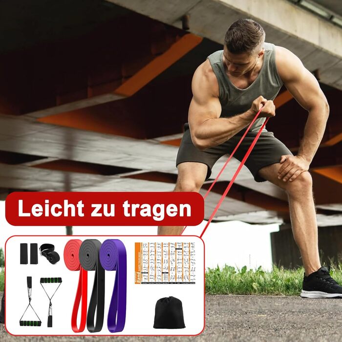 Резинки для фітнесу Wadafen: Набір еластичних стрічок для йоги, стретчингу, кросфіту та пілатесу. Включає дверний анкер, ручки та чохол.