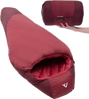 Сплячий мішок Qeedo Fluffy 6 Daunen - 3 сезони, 6°C, RDS-сертифікат, червоний (170-195 см)