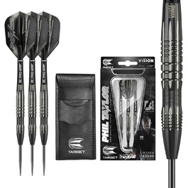 Професійні дартси Target Phil Taylor Power 8-Zero 1, 80% вольфрам, 21/23/25 г, зі сталевими наконечниками, чорний, з кейсом