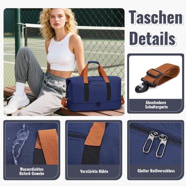 Спортивна сумка-рюкзак для чоловіків та жінок з відділенням для взуття та мокрого одягу, велика містка сумка для подорожей, тренувань, плавання (Navy Blue)