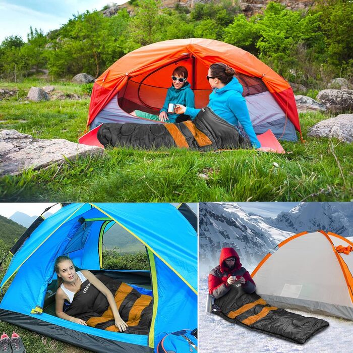 Чорний спальний мішок URPRO 1.6 кг з фланелі, 4 сезони, звичайний, водонепроникний, звичайний | З фланелі, звичайний, для відпочинку