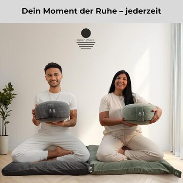 Йога подушка Inner Peace Round Cord 33 x 16 см XL для медитації | З био-бавовни та дінкової вати | Зроблено в Німеччині (світло-зелений)