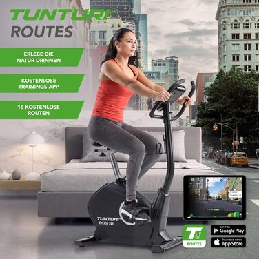 Велотренажер Tunturi FitCycle 50i/70i з LCD-дисплеєм, додатками Zwift і Tunturi Routes, 32 рівня навантаження, сенсором пульсу, для дому, до 150 кг
