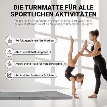 М'який килимок для гімнастики MSPORTS Premium 190x80x5 см, складаний, сірий - спортивний мат для дому та дітей