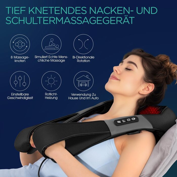 VOYOR HEALTH Масажер для шиї та плечей з підігрівом, електричний 4D Шіацу, для спини, шиї, плечей, знеболення м'язів, модель PJ100