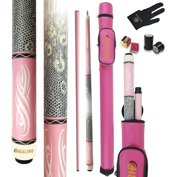 Професійний бильрд для жінок у рожевому кольорі, з шкіряною та карбоновою ручкою, діаметр кінчика 12,4 мм, для аматорів та професіоналів