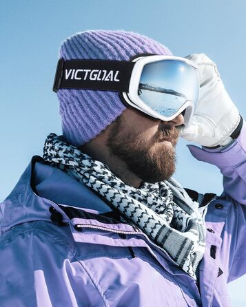 Скі-маска Victgoal для чоловіків та жінок, сноубордингова маска з антизапітніючою поверхнею OTG, захист від УФ, сферична маска для зимових видів спорту, катання на лижах та сноуборді, біла