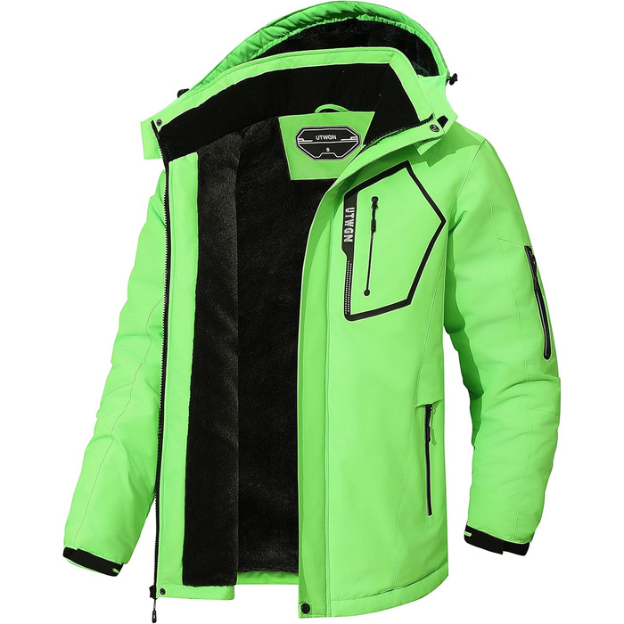 Чоловіча зимова куртка для сноуборду, тепла, водонепроникна, вітронепроникна, з капюшоном, яскраво-зелена
