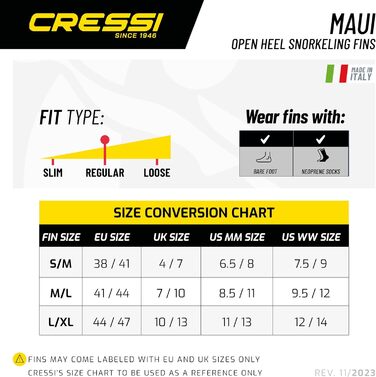 Ласти CRESSI Maui – унісекс, регульовані, з системою EBS для плавання та снорклінгу, чорно-червоні, M/L (41/44 EU)