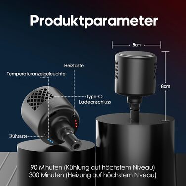 Масажер AERLANG з підігрівом та охолодженням: для зняття м'язового болю, 7 насадок, тиха робота, ідеальний подарунок для чоловіків (чорний)