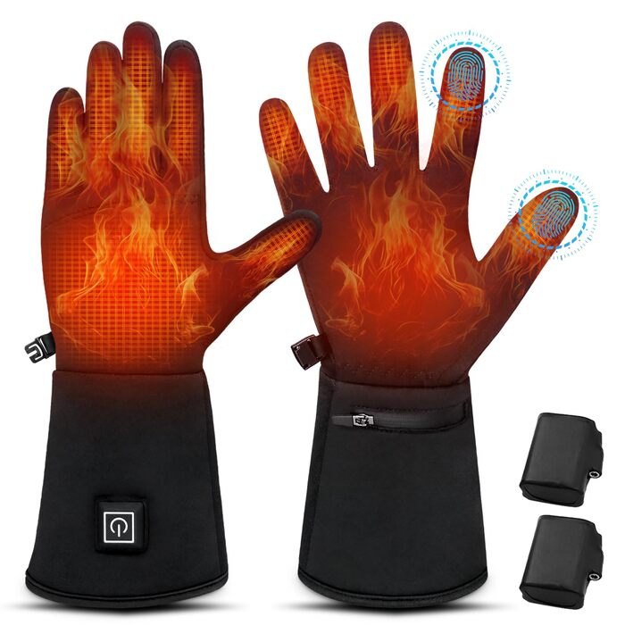 Гріючі рукавички ComfortPlus 2.0 - чорні, з акумулятором 7.4V 2200mAh, сенсорний екран, M-L