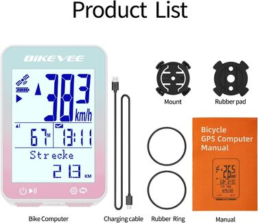 Велокомп'ютер GPS бездротовий IPX7, 2.4'' FSTN дисплей, акумулятор 28 годин (Рожевий, стандартне кріплення)