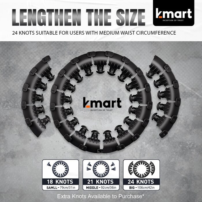 Розумний хулахуп K-MART для дорослих, 24 знімних сегменти, масажний фітнес-обруч з обтяженням, 360° масаж, автоматичний обертовий м'яч, для схуднення, рожево-чорний