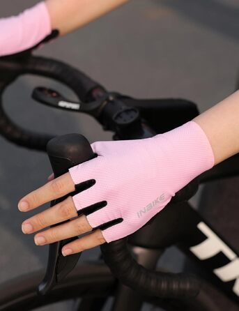 Велосипедні рукавички INBIKE Habfinger для чоловіків, літні, ударостійкі, дихаючі, світловідбиваючі, зелені (L, Рожевий)
