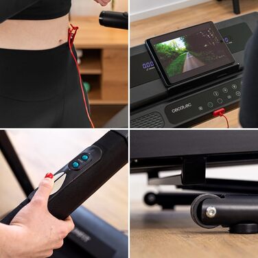 Бігова доріжка Cecotec DrumFit WayHome: нахил, масажний пояс, гантелі, ручки з піною, 1-18 км/год, 12 програм, широка бігова поверхня