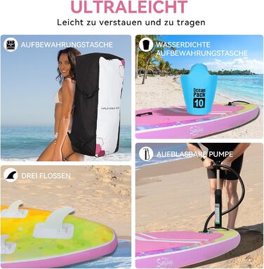 Надувна SUP-дошка ZealWe 320/335 см з комплектом аксесуарів – серфборд для сап-серфінгу, до 150 кг, сидіння, алюмінієве весло, рюкзак, насос