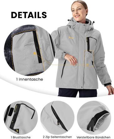 Жіноча куртка: флісова, зимова, водонепроникна, дихаюча, тепла, вітрозахисна, софтшел з капюшоном, для активного відпочинку (S, світло-сіра)