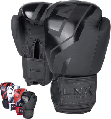 Боксерські рукавички LNX Level 5, 14 Oz, чорні, для кікбоксингу, боксу, муай-тай, K1, MMA, тренування та спарингу, унісекс
