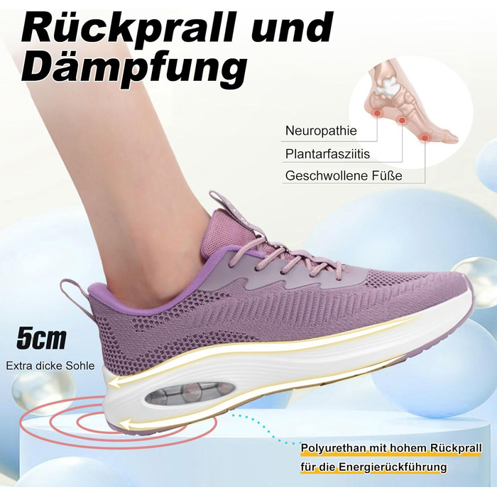 Жіночі кросівки ZYEN для широкої стопи: зручні, дихаючі, для занять спортом та бігу (41 EU, фіолетовий)